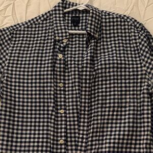 J. Crew Men's Navy and White Checkered Shirt
